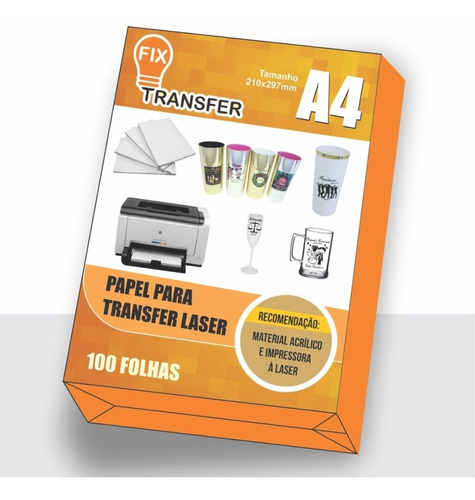 Papel Tranfer Laser 1000 Folhas A4 10 Pacotes Com 100 Folhas