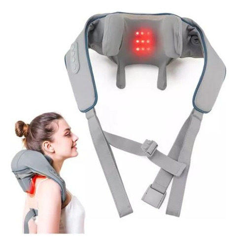 Masajeador Cuello Cervical Corporal Relajacion Calor Hombros Color Gris