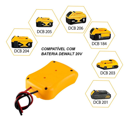 Adaptador Para Bateria Dewalt 18v-20v Com Fio 10un