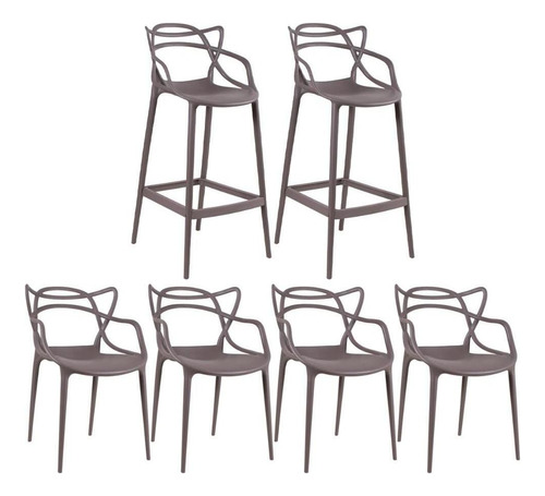 Kit Jantar Allegra  4 Cadeiras E 2 Banquetas Ana Maria Cores Cor da estrutura da cadeira Fendi