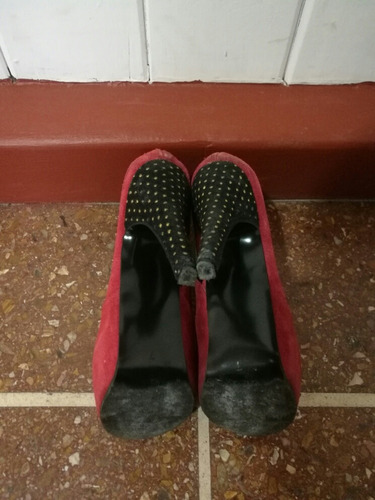 Zapato Mujer Gamuza Plataforma Y Taco Fino Talle 37