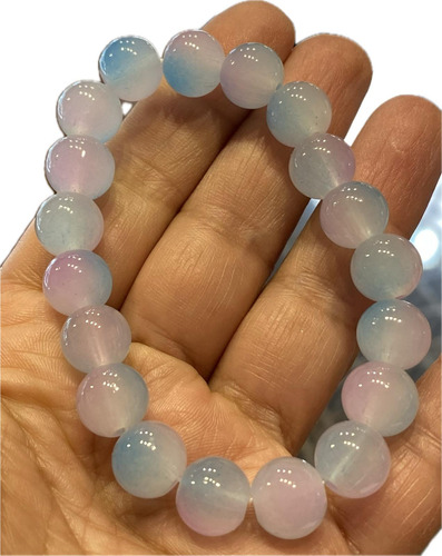 Luli Pulsera Extensible Ajustable Piedra Rosa Celeste 1cm