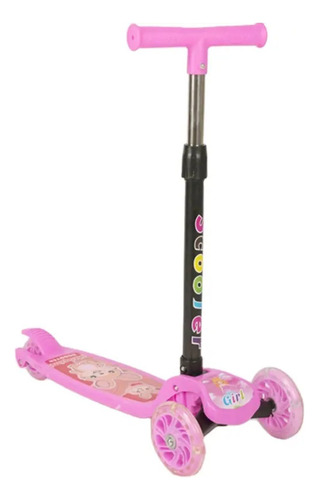 Scooter Monopatin Plegable De 3 Ruedas Con Luces Rosado