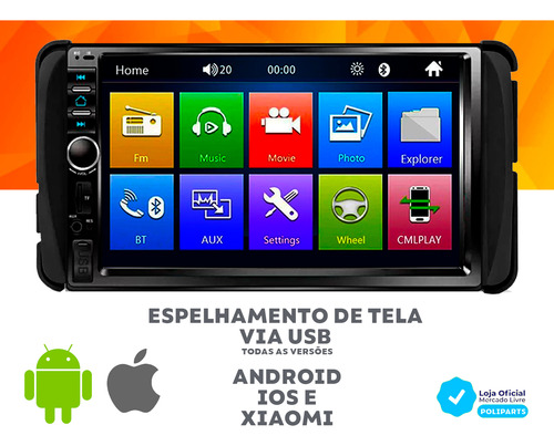 Kit Multimidia Toyota Mp5 Camera Moldura Espelha Usb Ios And