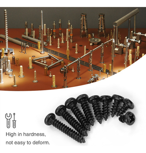 Juego De 450 Tornillos Autorroscantes Negros M3 Con Cabeza P
