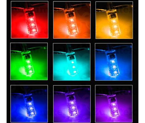 Bombillos Led T10 O W5w Color Programable Rgb Control X2