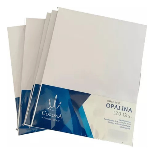 500 Hojas De Opalina Tamaño Carta 120 Grs 100 Hojas Color Blanco