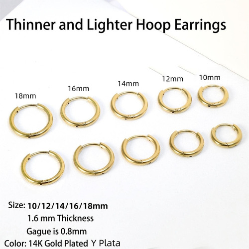 10 Pares De Aretes De Aro Pequeños De Acero Inoxidable