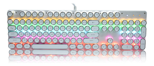 Teclado Mecânico Branco 9005 Com Tampa Redonda Retrô
