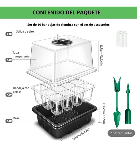 Conjunto De 10 Bandejas De Germinação De Sementes, Potes
