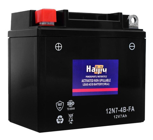 Imagen 2 de 8 de Batería Moto Haijiu 12n7-4b-fa Agmgel Libre Mantenimiento