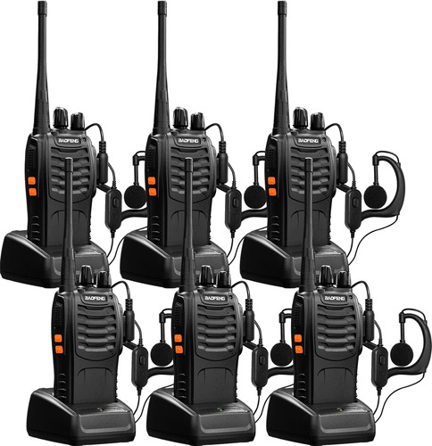 Radio Bidireccional Uhf Recargable Con Auriculares Paquete D