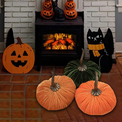 3 Piezas De Calabazas De Terciopelo, Calabazas De Estilo C