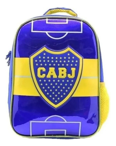 Mochila Escolar Espalda 12 Boca Jr Bo123 Niños Color Azul Diseño de la tela Liso