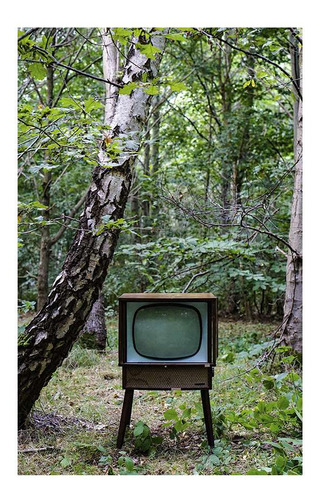 Vinilo 60x90cm Retro Vintage Antigua Tv Television P1