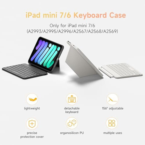 Hou Funda De Teclado Para iPad Mini 7/6, Soporte