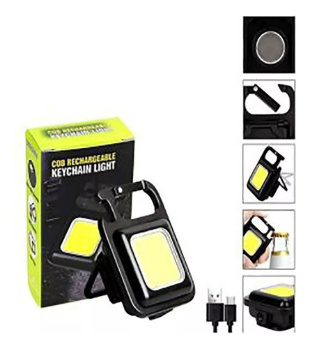 Mini Linterna Recargable Led Llavero Cob / Luz Brillante