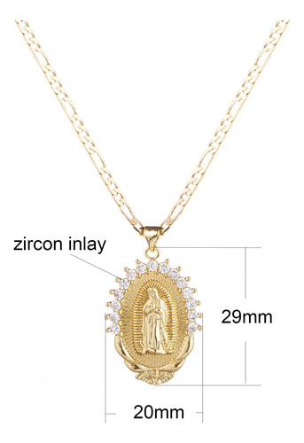 Colar Kelistom Da Virgem Maria Banhado A Ouro 18 K Para Mulh