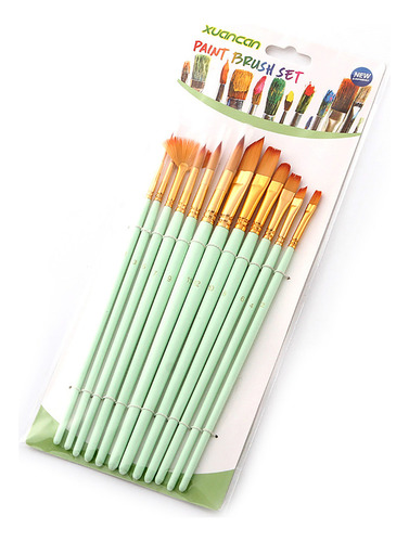 Juego De 12 Pinceles For Pintura Acrílica, Acuarela Y Óleo