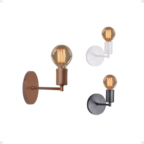 Kit 2 Arandela Parede Cabeceira Quarto Banheiro Retrô E27 Estrutura Branco