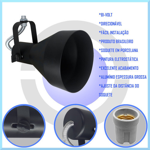 Spot Em Trilho Calha Perfilado Aluminio Kit Com 8unid Cor Preto Voltagem 110v/220v