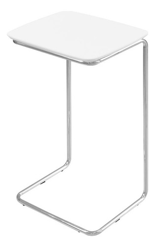 Mesa Ultraflex Lateral Aproximação Sofá Branca Base Cromada Cor Tampo Branco Base Cromada