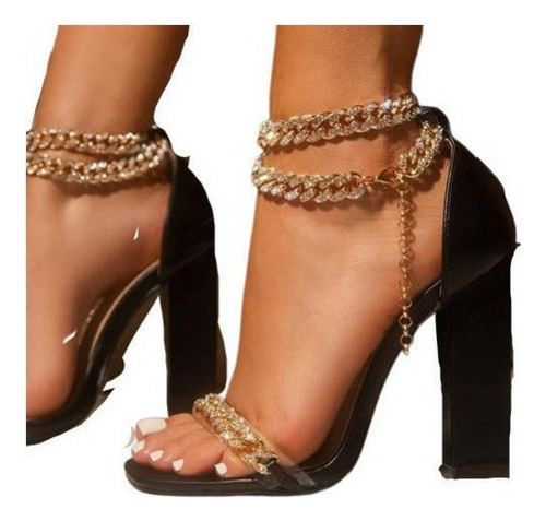 Sandalias Cadena Con Boca De Pez De Tacón Alto For Mujeres A