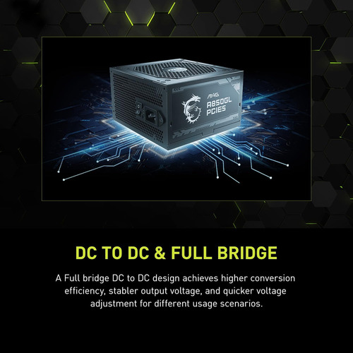 Fuente De Alimentación Msi Mpg A850gl, Atx 3.0, Pcie5, 850 W
