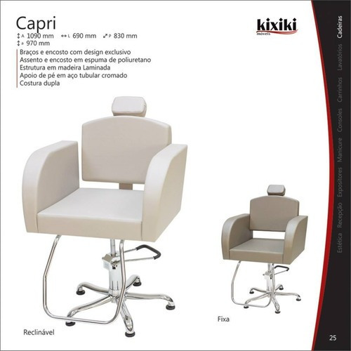 Imagem 6 de 10 de Cadeira Capri Kixiki Encosto Reclinável Com Cabeçote