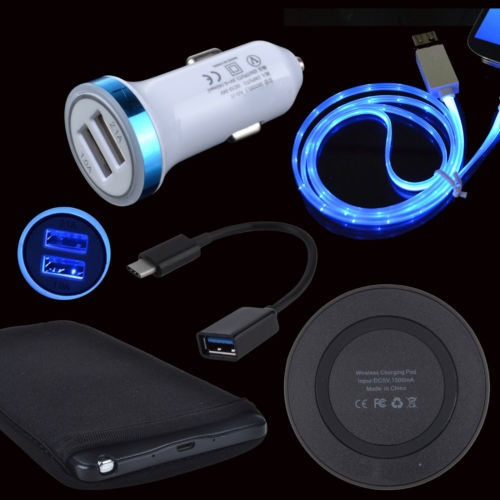 Qi Almohadilla Coche Otg Led Cable Funda Caso De Cargador Pa