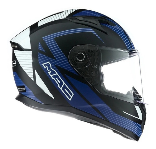 Imagen 4 de 9 de Casco Moto Integral Mac Speed Suzuka Negro Azul Blanco Mate