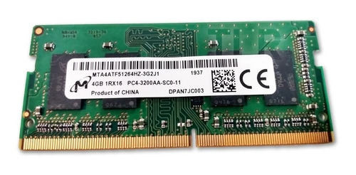 Memoria Para Notebook Ddr4 / Micron 4 Gb 3200 Mhz