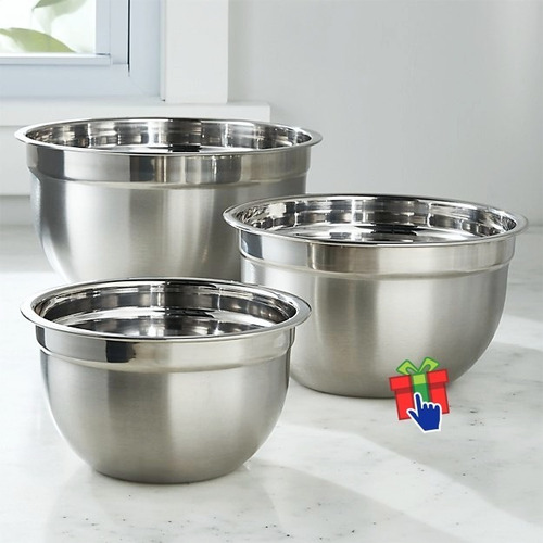 Imagen 1 de 5 de Set X3 Bowl Acero Inoxidable Batidor Reposteria Reforzado