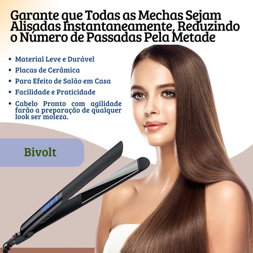 Prancha Cabelo Com Ajuste De Temperatura Bivolt Digital