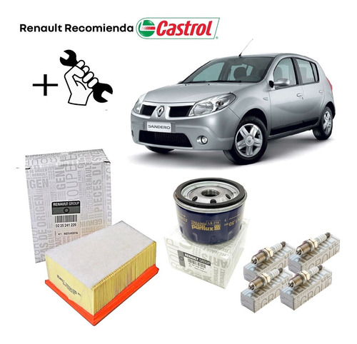 Filtros Aire Aceite + Bujías  15w40 Renault Sandero + Cambio