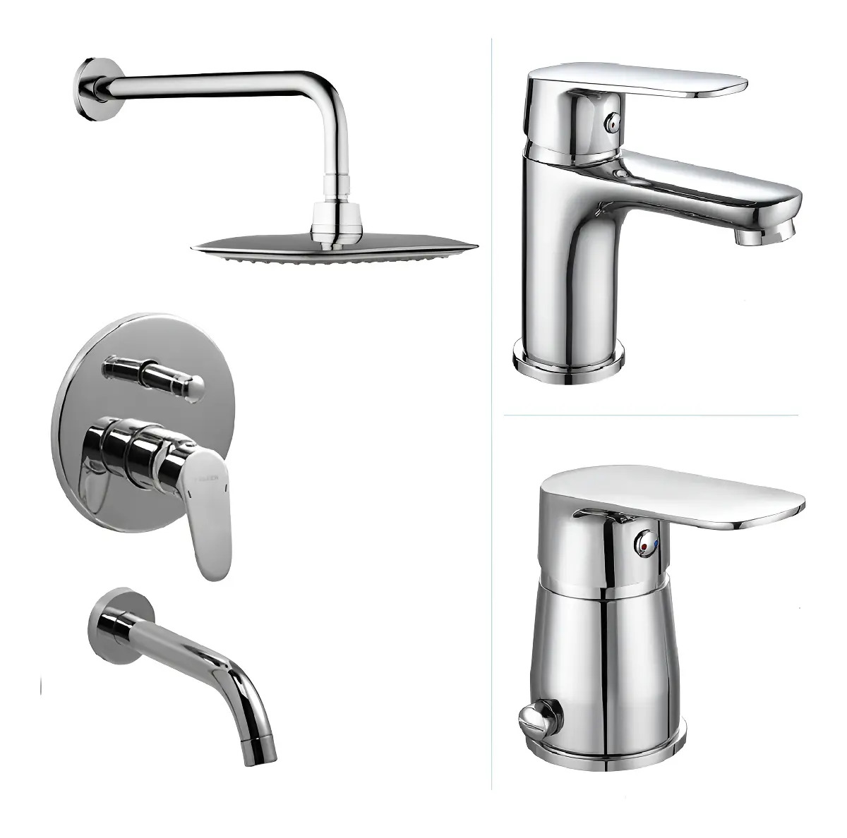 Combo Grifería Baño Piazza Oggi Lavatorio Bidet Ducha Cromo