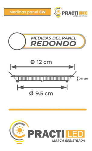 Imagen 2 de 10 de Panel Plafón Led Spot Embutir 6w Redondo Marco Blanco