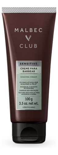 Creme Para Barbear Malbec Club Sensitive 100g O Boticario