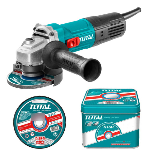 Kit Amoladora Total 750w, 4.1/2'' 115mm + 100 Discos 1.0mm