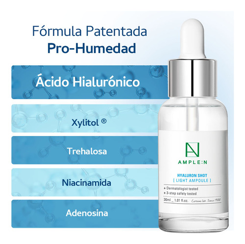 Sérum Facial Fluido Antiedad Amplen Ácido Hialurónico 30ml Momento de aplicación Día/Noche Tipo de piel Grasa