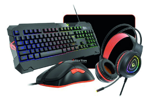 Kit Gamer 4 En 1 Meetion Teclado, Mouse+pad Y Auriculares 