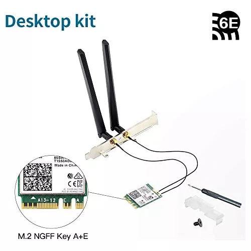AX210 WiFi 6E Card M.2 NGFF Mini Desktop kit Adapter Newest 6GHz BT5.2  Wireless 802.11ax 5400Mbps 2.4Ghz 5Ghz Support OFDMA MU-MIMO AX210NGW  Gigabit