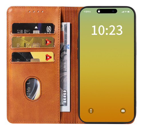 Funda De Cuero Para iPhone Ranura Tarjetas Soporte Carcasa