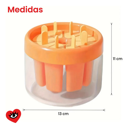 Molde Helado Naranja Paleta 8 Unidades Plastico Fruta Crema Jugo