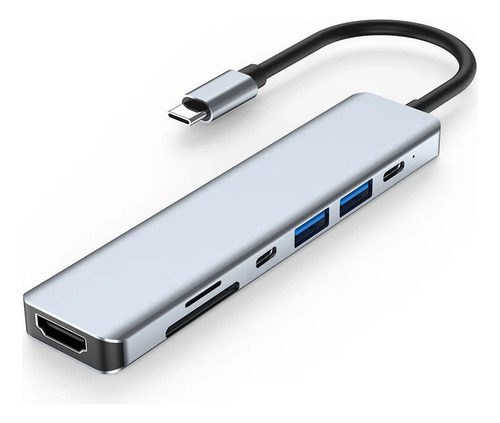 Dock Hub Usb-c 7 En 1 Hdmi 4k Sd/tf Usb 3.0 Pd / Tipo C X2