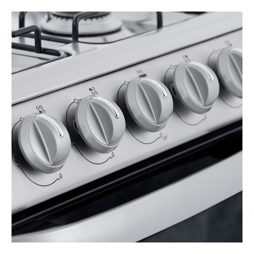 Imagen 7 de 7 de Cocina Patrick Diseño CP6855AI gas natural 4 hornallas inoxidable 220V puerta con visor