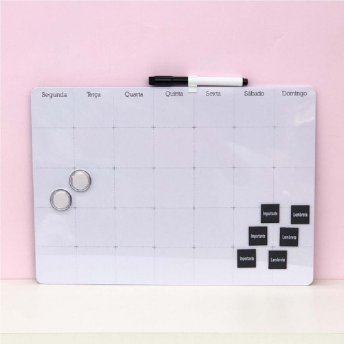 Quadro Lousa Magnético Planner Planejamento Mês Semana 40cm