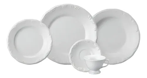 Aparelho de Jantar ​e Chá 30 Peças Porcelana Schmidt Branco