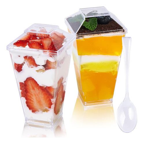 Mini Tazas De Postre Jolly Chef, 100 X 3 Oz, Con Cucharas Y