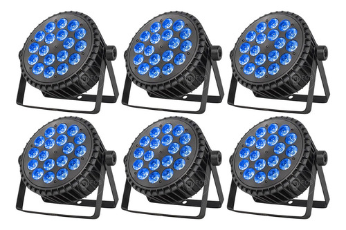 Kit 6 Refletor Par Led Slim 18x15w Rgbwa 5n1 Igreja Dj Festa 127/220v